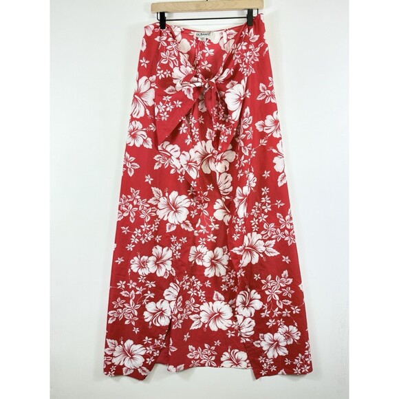Pomare Hawaii Vintage Red White‎ Hibiscus Swim Cover Wrap Women's One Size - Picture 6 of 9